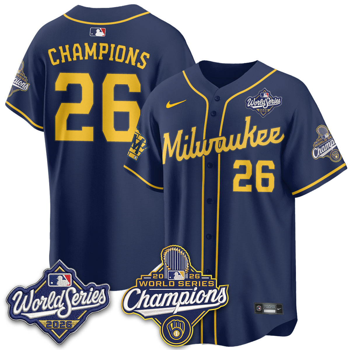 Milwaukee Brewers 2026 WS Champions Vapor Jersey - Stitched
