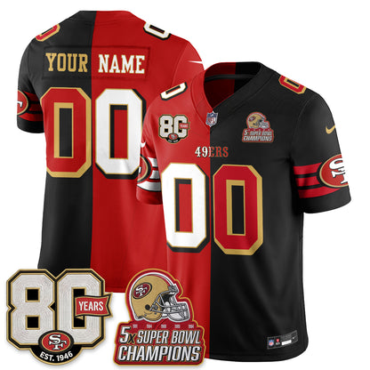 San Francisco 49ers Split Style Vapor Custom Jersey - Stitched