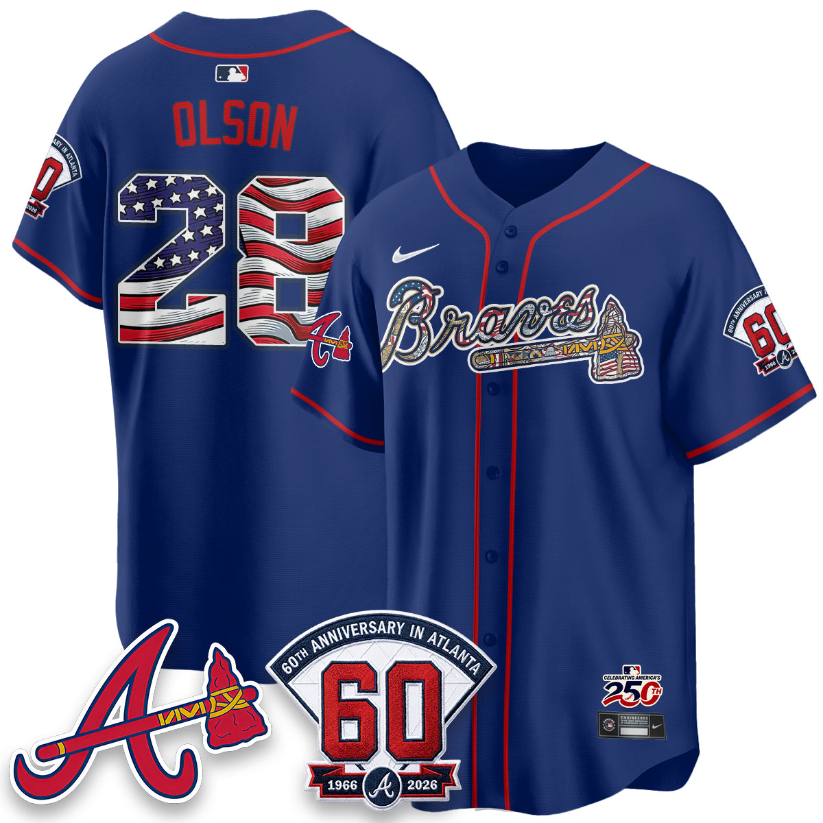 Atlanta Braves 2026 Independence Day USA Vapor Limited Jersey - Stitched