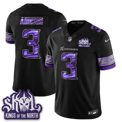 Minnesota Vikings Fangear Edition Warrior Skol Patch Vapor Jersey - Stitched