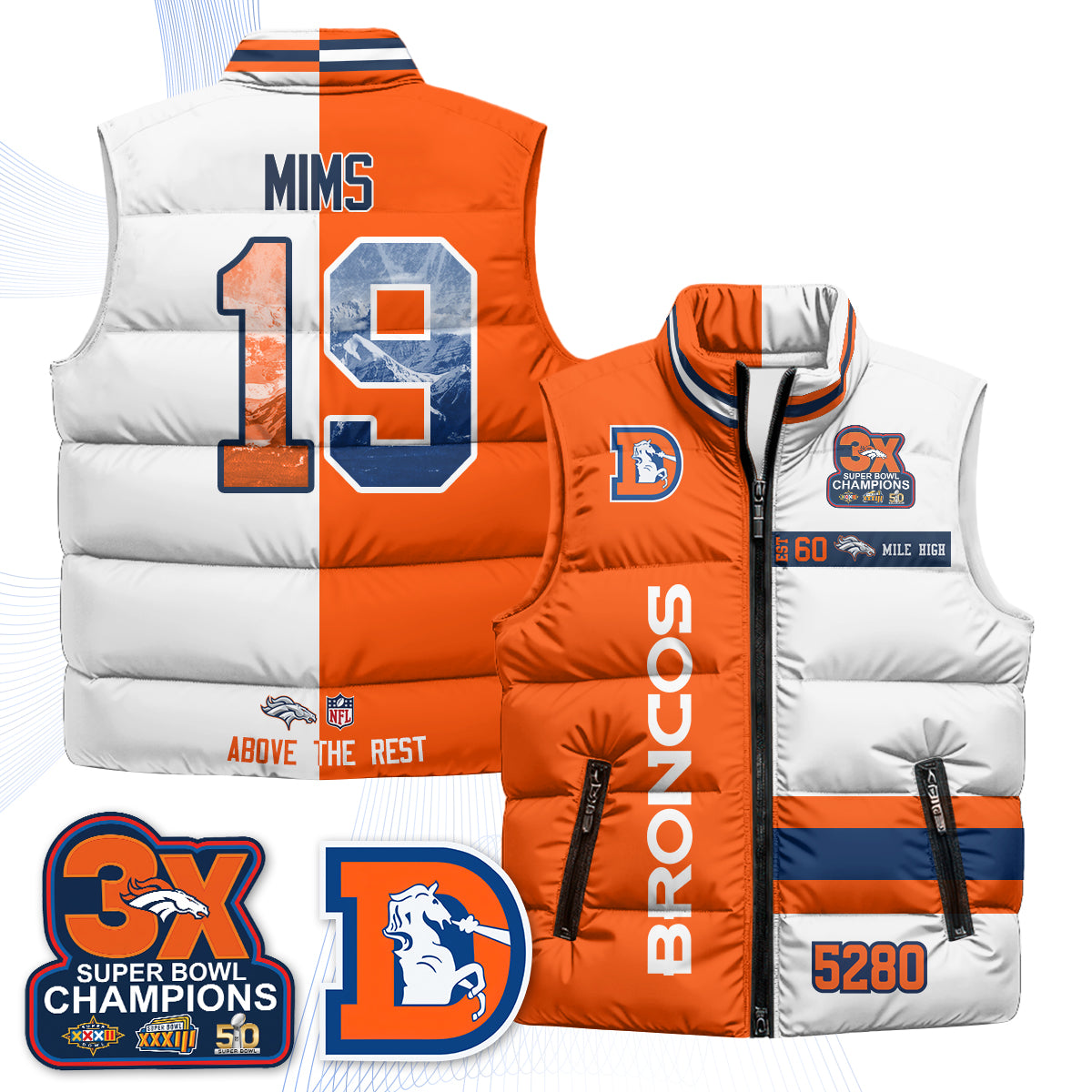 Denver Broncos "Mile High" Puffer Vest - Printed
