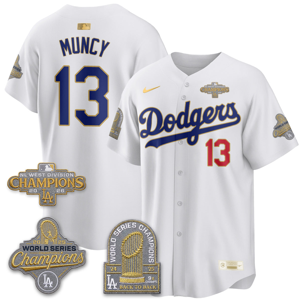 Los Angeles Dodgers 2026 NL West Champs Gold Vapor Jersey- Stitched