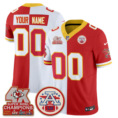 Kansas City Chiefs Throwback Split Custom Vapor Jersey - Stitched