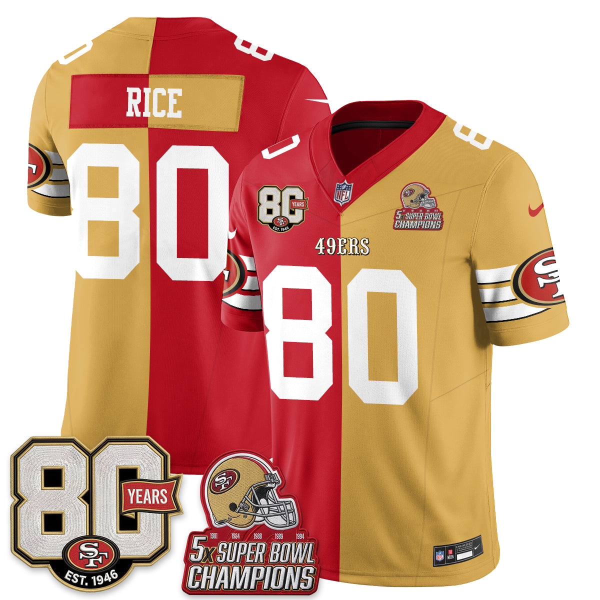 San Francisco 49ers Split Style Vapor Jersey - Stitched