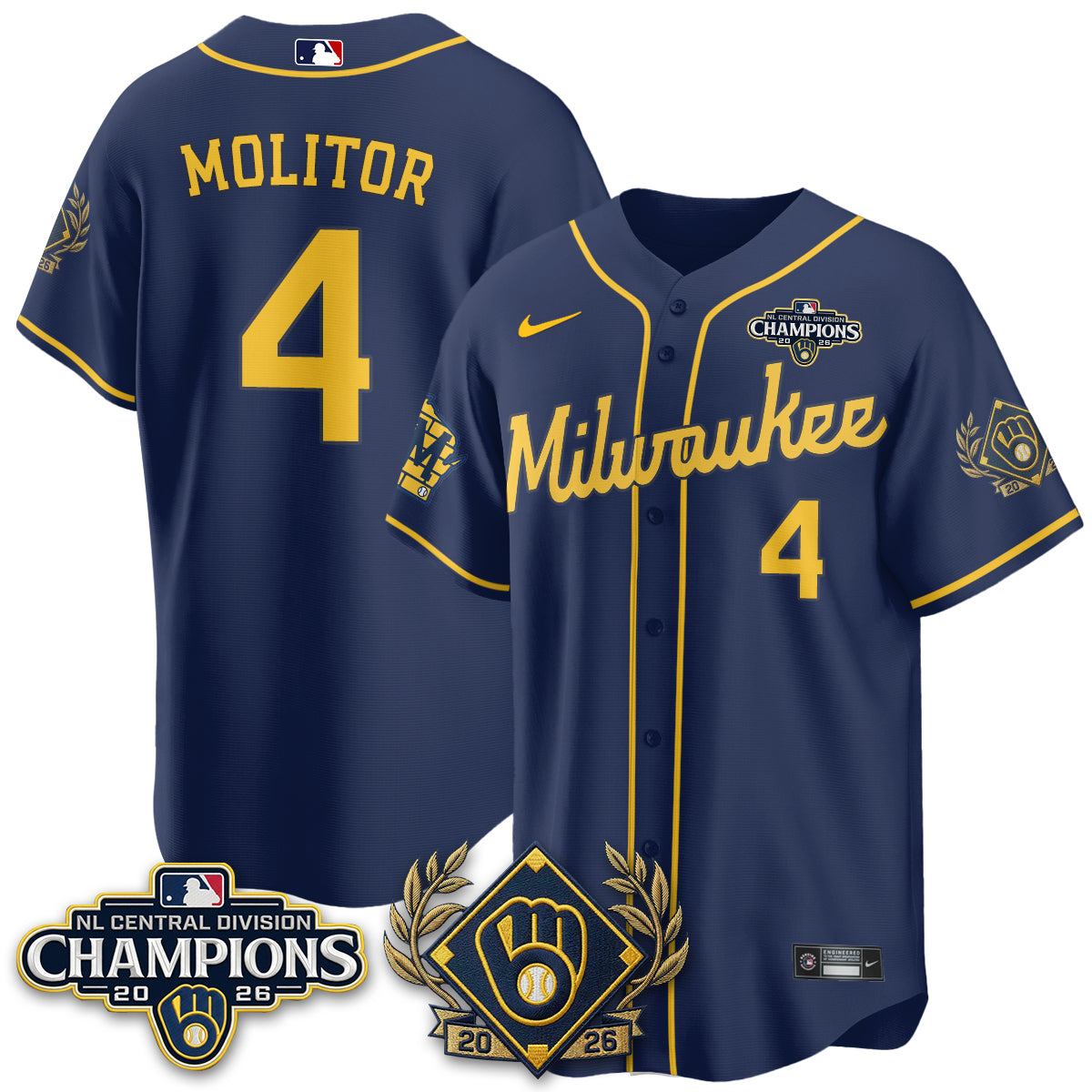 MIL 2026 NL Division Champs Vapor Blue Jersey - Stitched