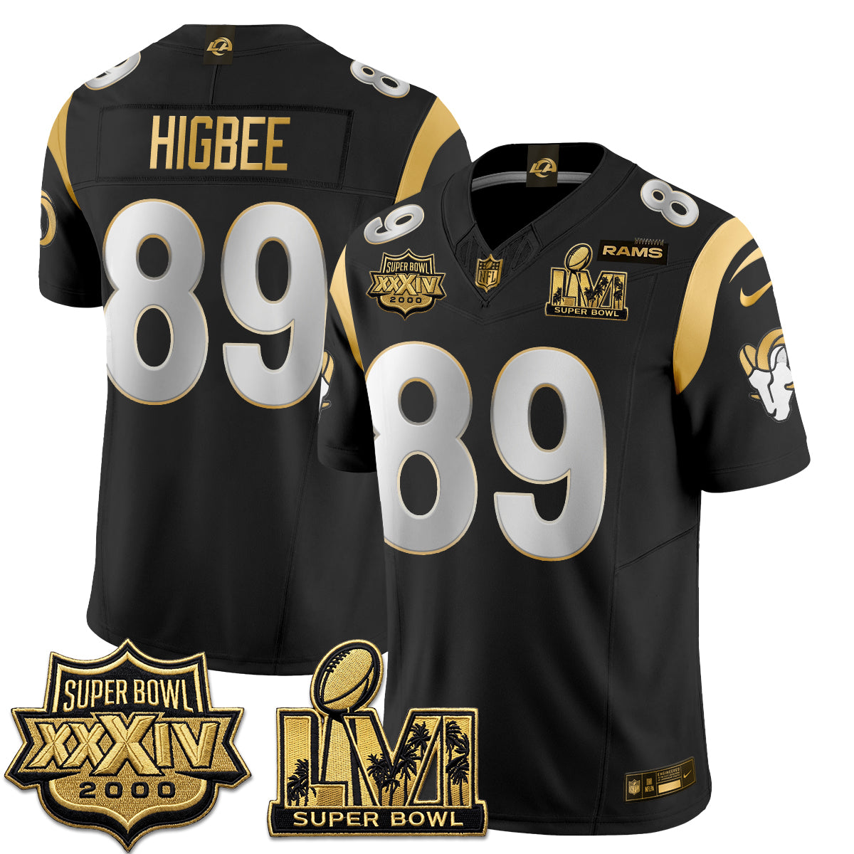 Los Angeles Rams SBowl Champs Gold Vapor Jersey - Stitched