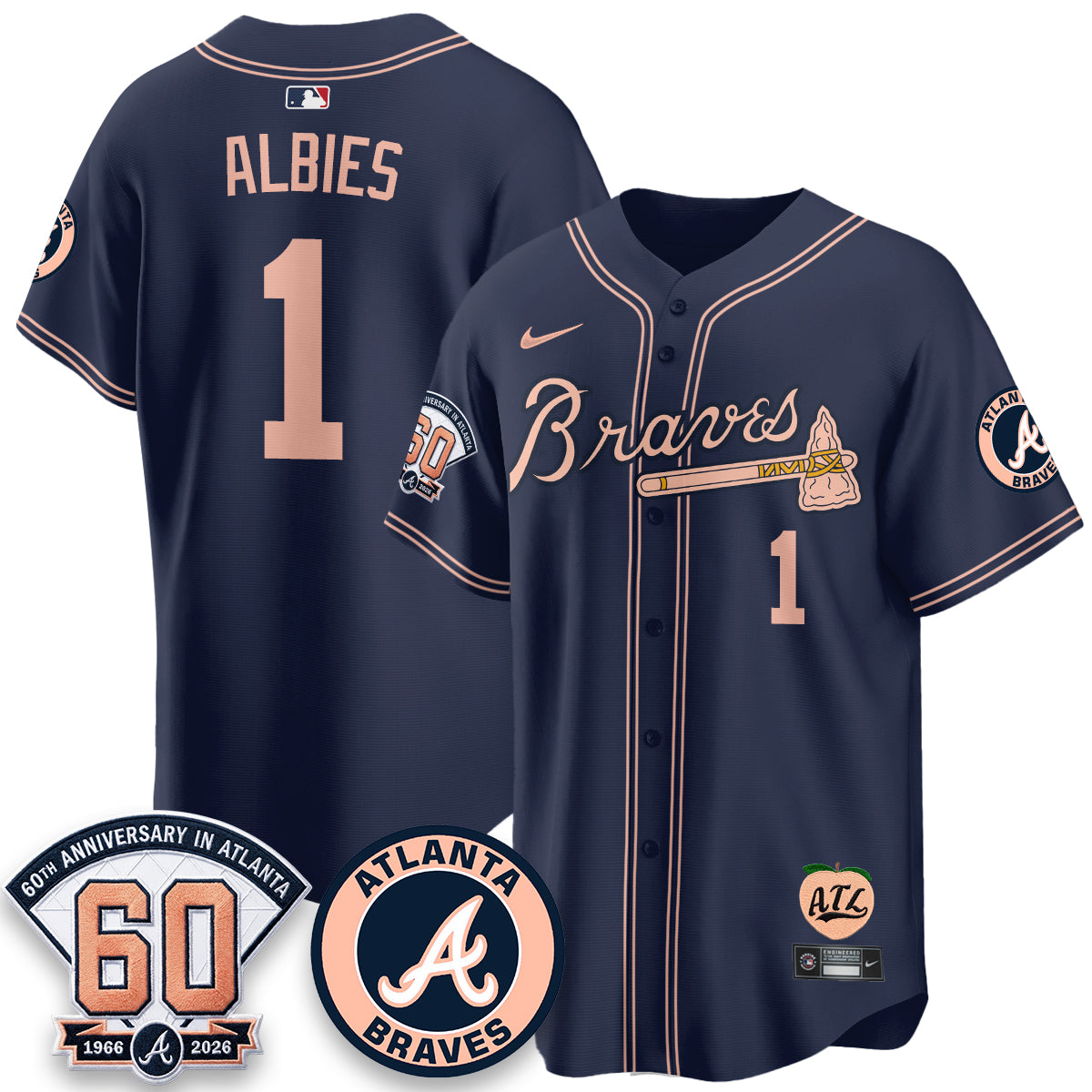 Atlanta Braves 60th Anniversary Peach Edition Vapor Premier Limited Jersey - All Stitched (1)