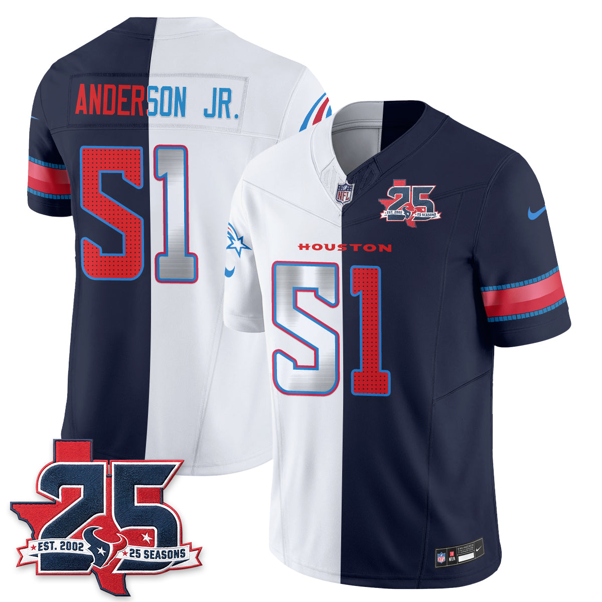 Houston Texans Fan Gear Split Vapor Jersey - Stitched