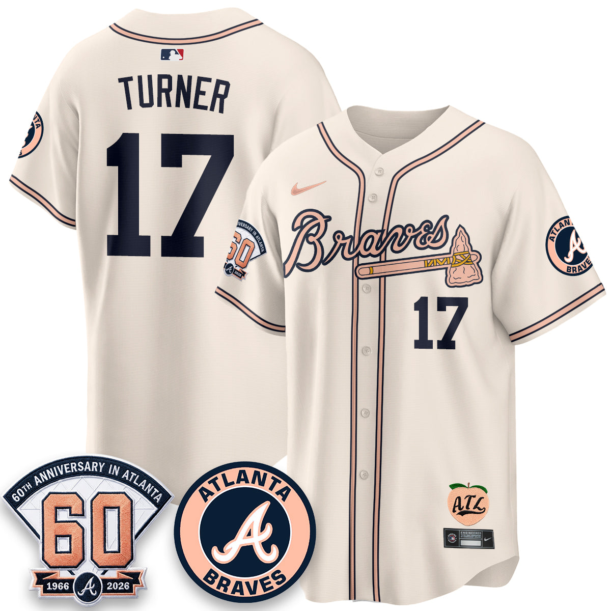 Atlanta Braves 60th Anniversary Peach Edition Vapor Premier Limited Jersey - All Stitched (1)