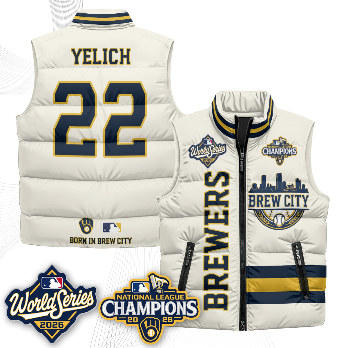 Milwaukee Brewers 2026 NL Champions Puffer Vest - Printed