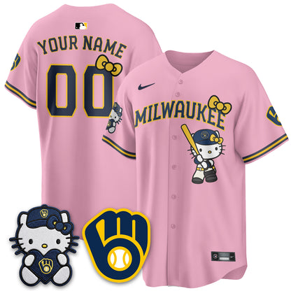 Milwaukee Brewers Meow KT Night Vapor Limited Custom Jersey - Stitched