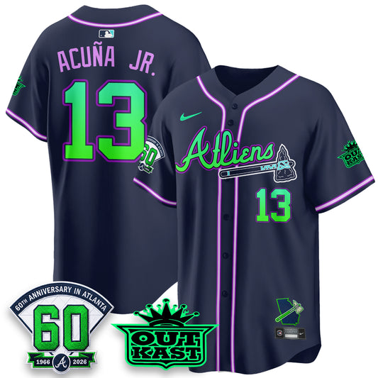 Atlanta Braves x Atliens Cool Base Galaxy Version Jersey - Stitched
