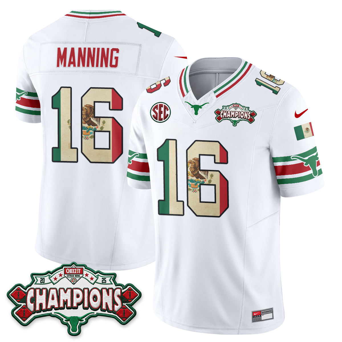 Texas Longhorns Mexico Edition Vapor Jersey - Stitched-NQD