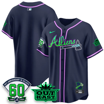Atlanta Braves x Atliens Cool Base Galaxy Version Jersey - Stitched