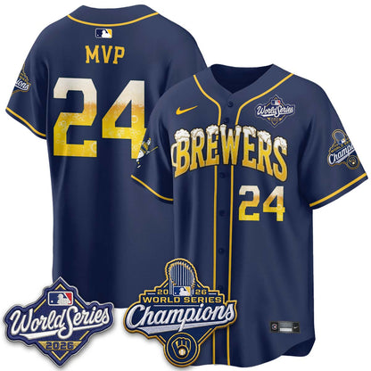 Milwaukee Brewers "Pitcher & Pint" 2026 WS Champions Vapor Jersey - Stitched