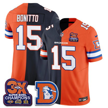 Denver Broncos Throwback Split Vapor Jersey - Stitched-NQD