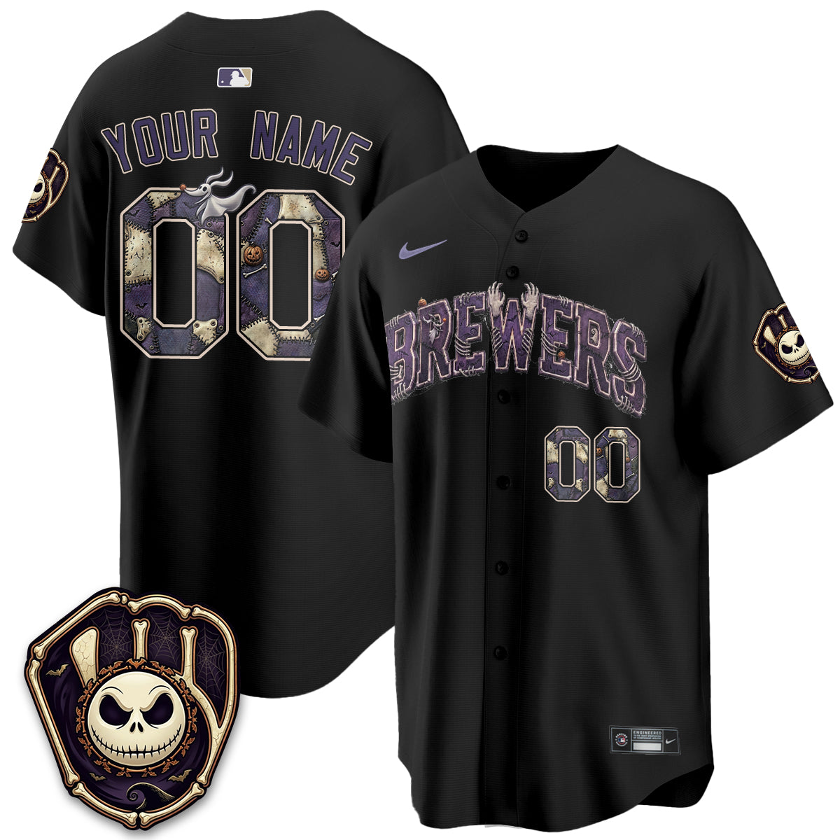 Milwaukee Brewers Nightmare Edition Vapor Custom Jersey - Printed