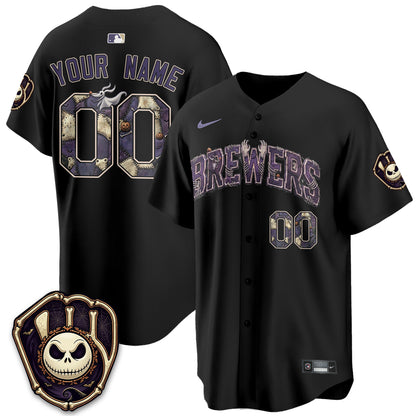 Milwaukee Brewers Nightmare Edition Vapor Custom Jersey - Printed