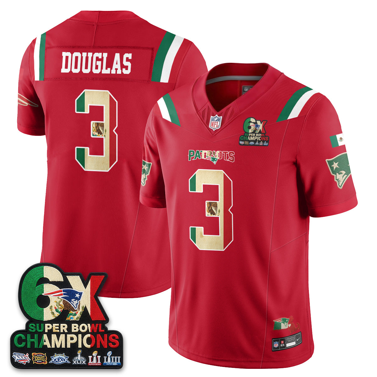 New England Patriots Mexico Edition Vapor Jersey - Stitched