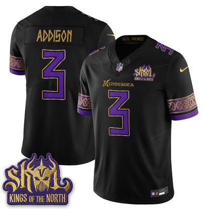 Minnesota Vikings Fangear Edition Warrior Skol Patch Vikings Font Vapor Jersey - Stitched