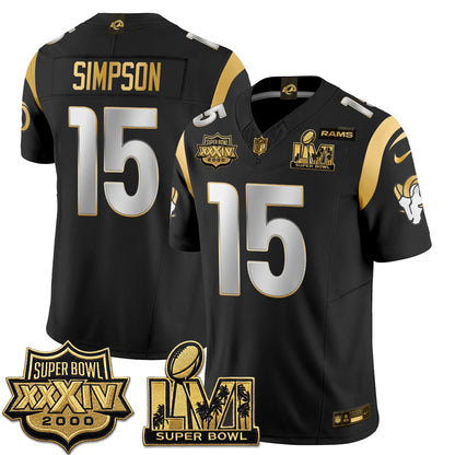 Los Angeles Rams SBowl Champs Gold Vapor Jersey - Stitched