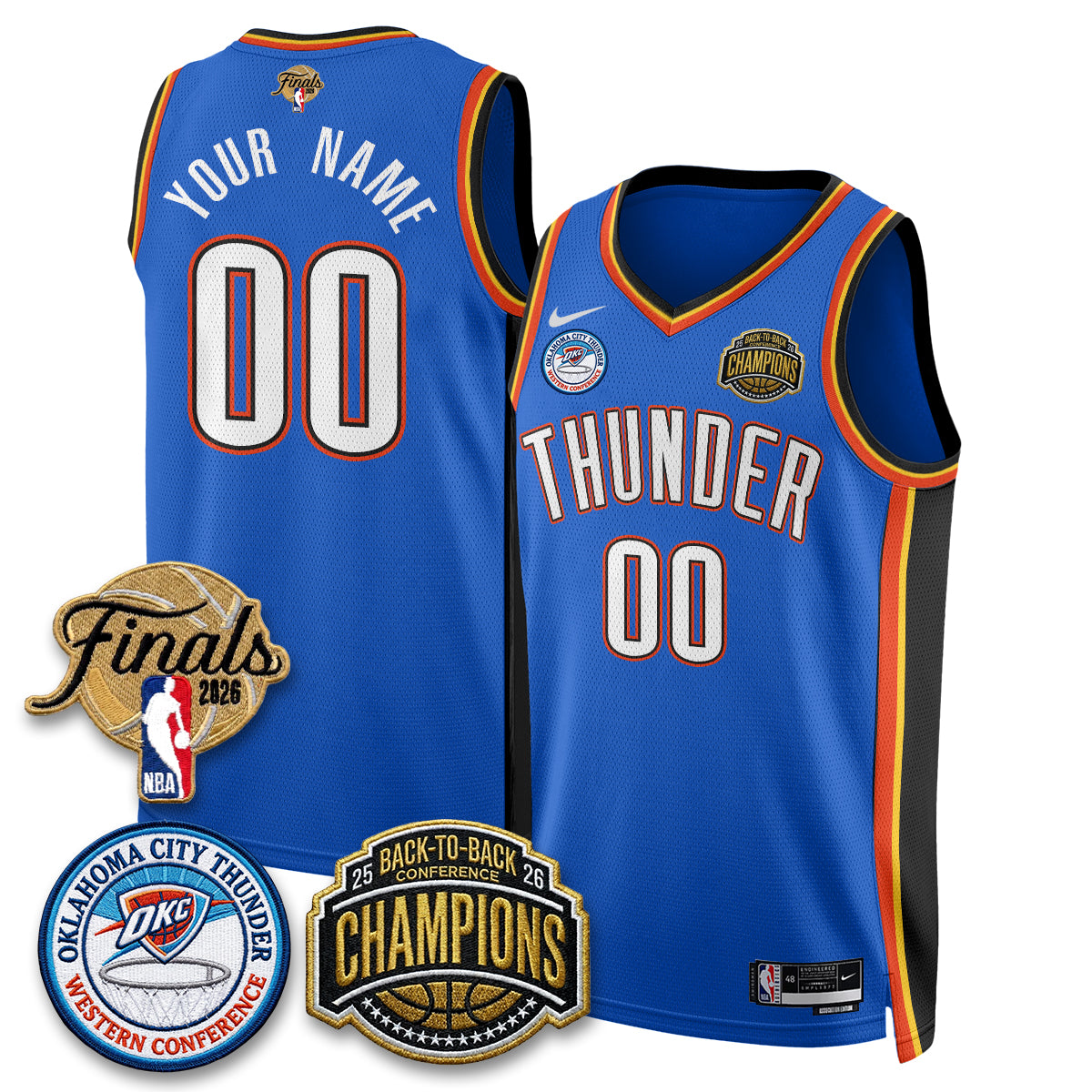Oklahoma City Thunder 2026 NBA Western Conference Champions Vapor Custom Jersey - Stitched