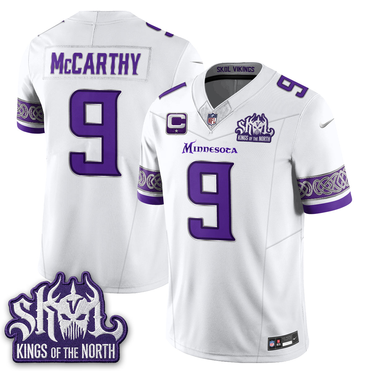 Minnesota Vikings Fangear Edition Warrior Skol Patch Vapor Jersey - Stitched