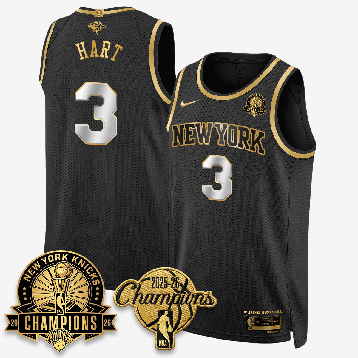 New York Knicks 2026 Basketball Champions Gold Edition Vapor Jersey- Stitched