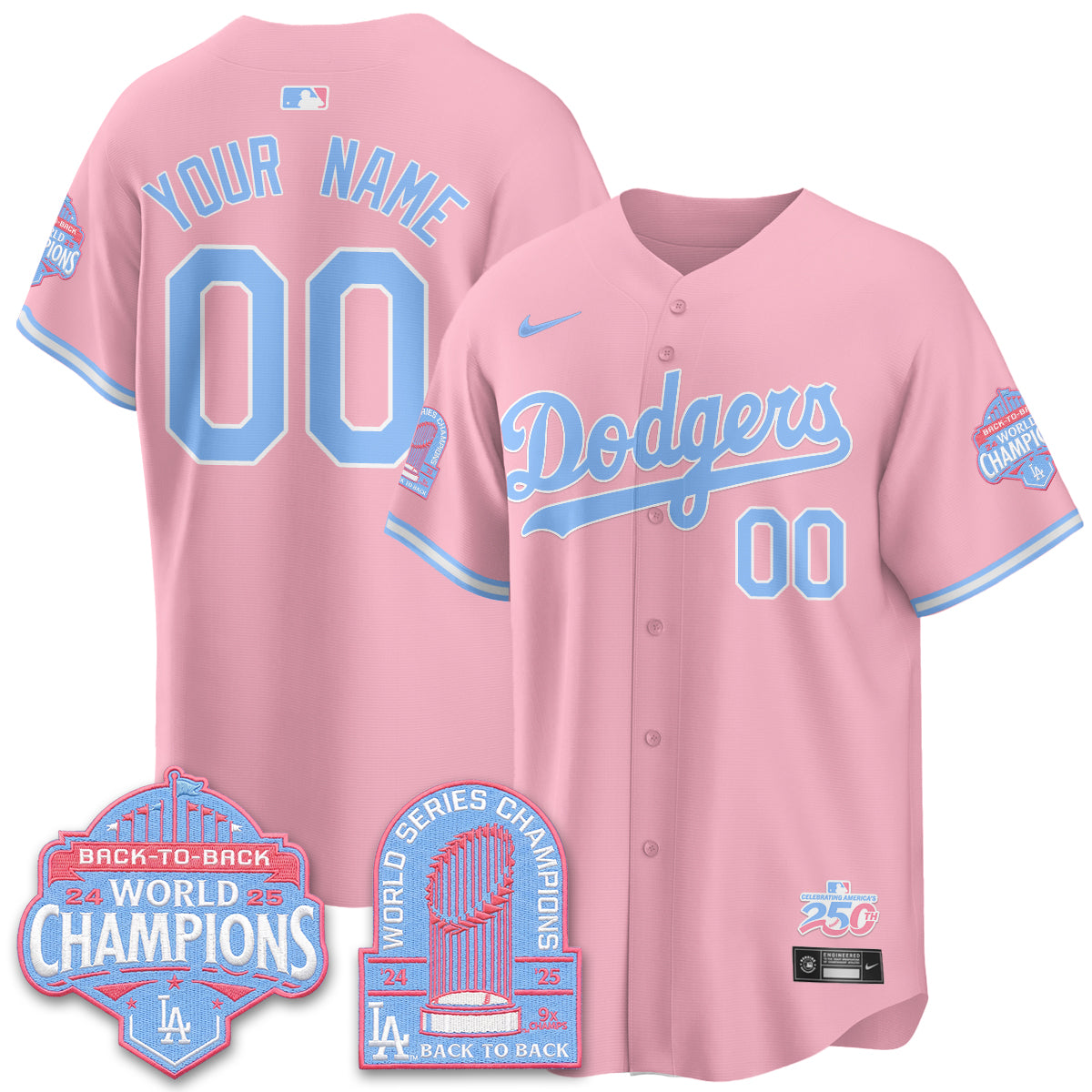 Los Angeles Dodgers x Bubblegum Vapor Custom Jersey - Stitched