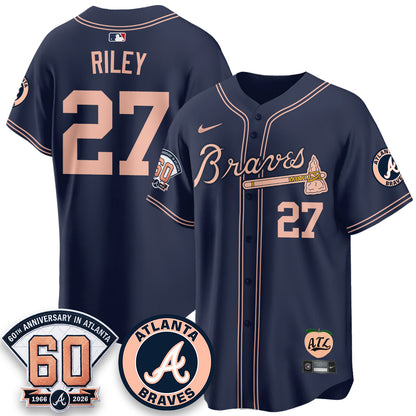 Atlanta Braves 60th Anniversary Peach Edition Vapor Premier Limited Jersey - All Stitched (1)