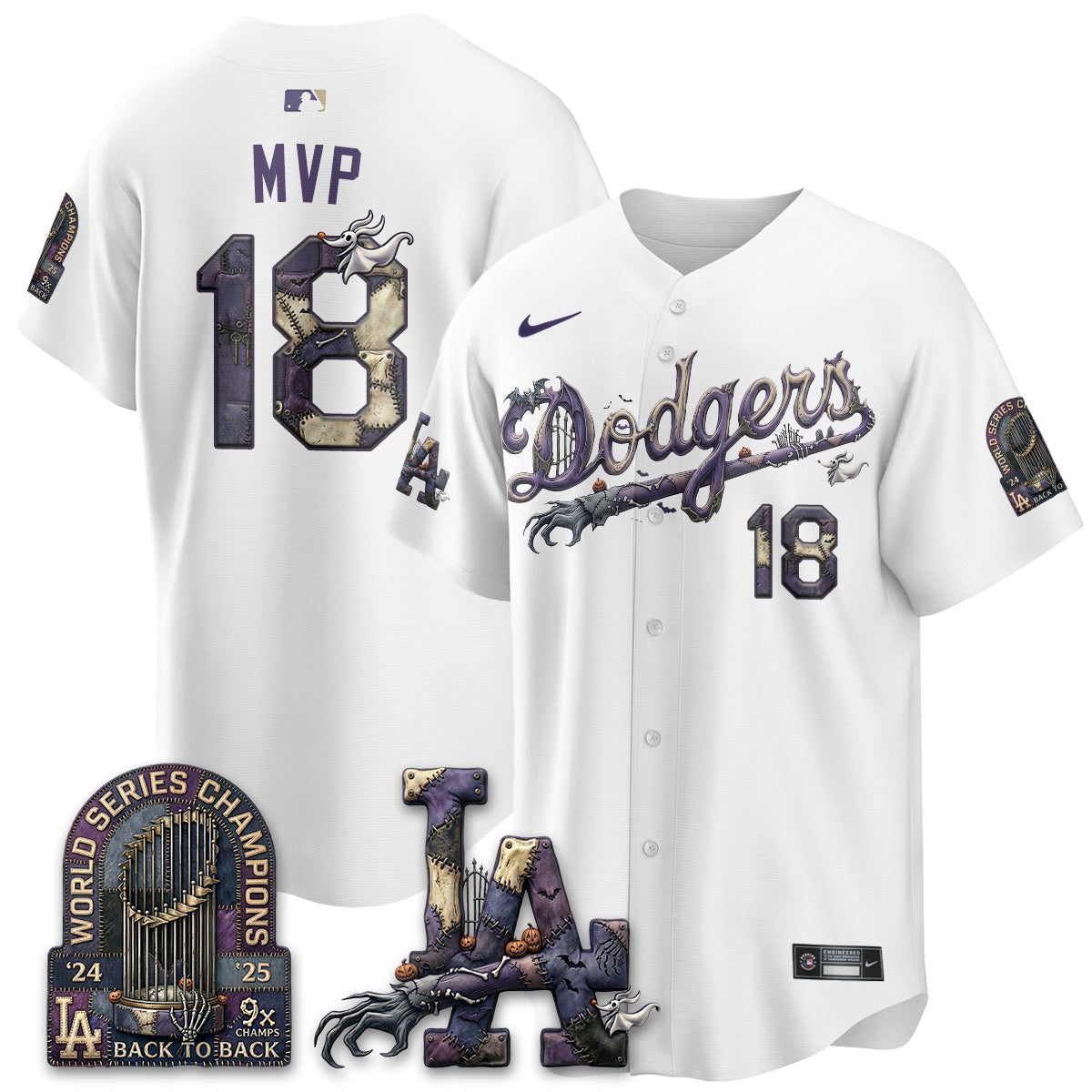 Los Angeles Dodgers Nightmare Edition Vapor Jersey - Stitched