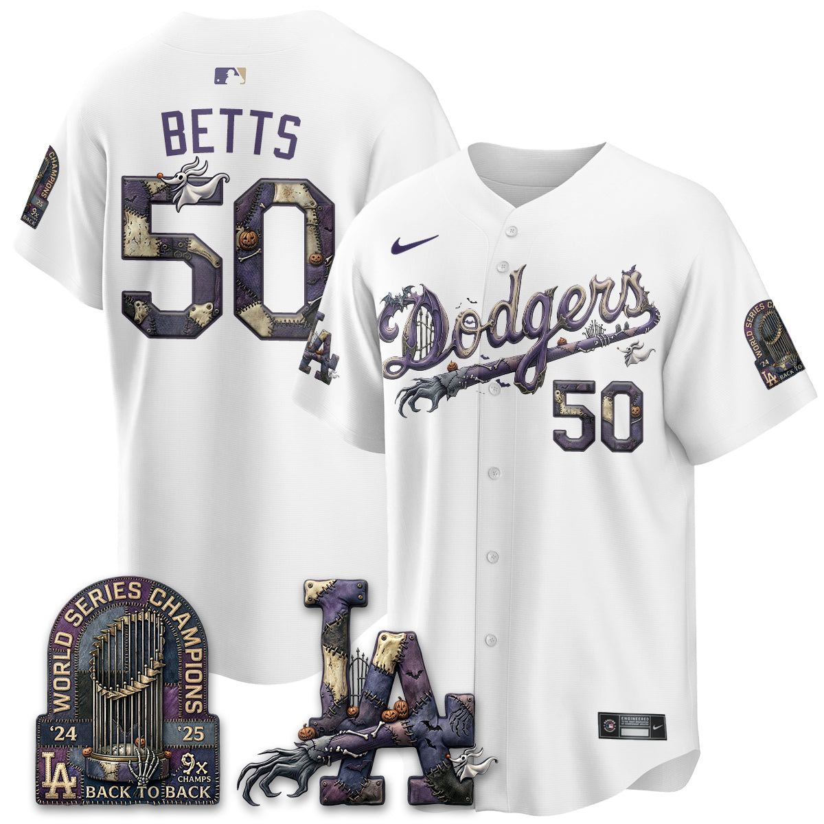 Los Angeles Dodgers Nightmare Edition Vapor Jersey - Stitched