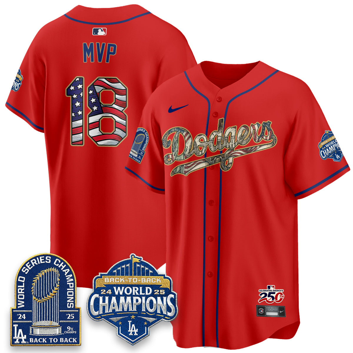 Los Angeles Dodgers 2026 Independence Day USA Vapor Limited Jersey - Stitched
