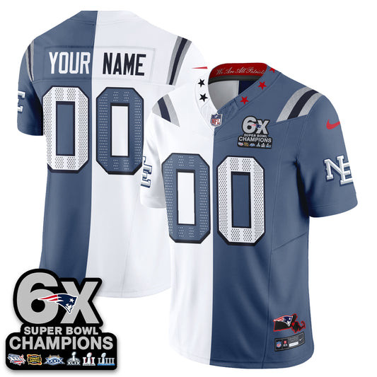 New England Patriots Rivalries Split Edition Vapor Custom Jersey - Stitched-NQD
