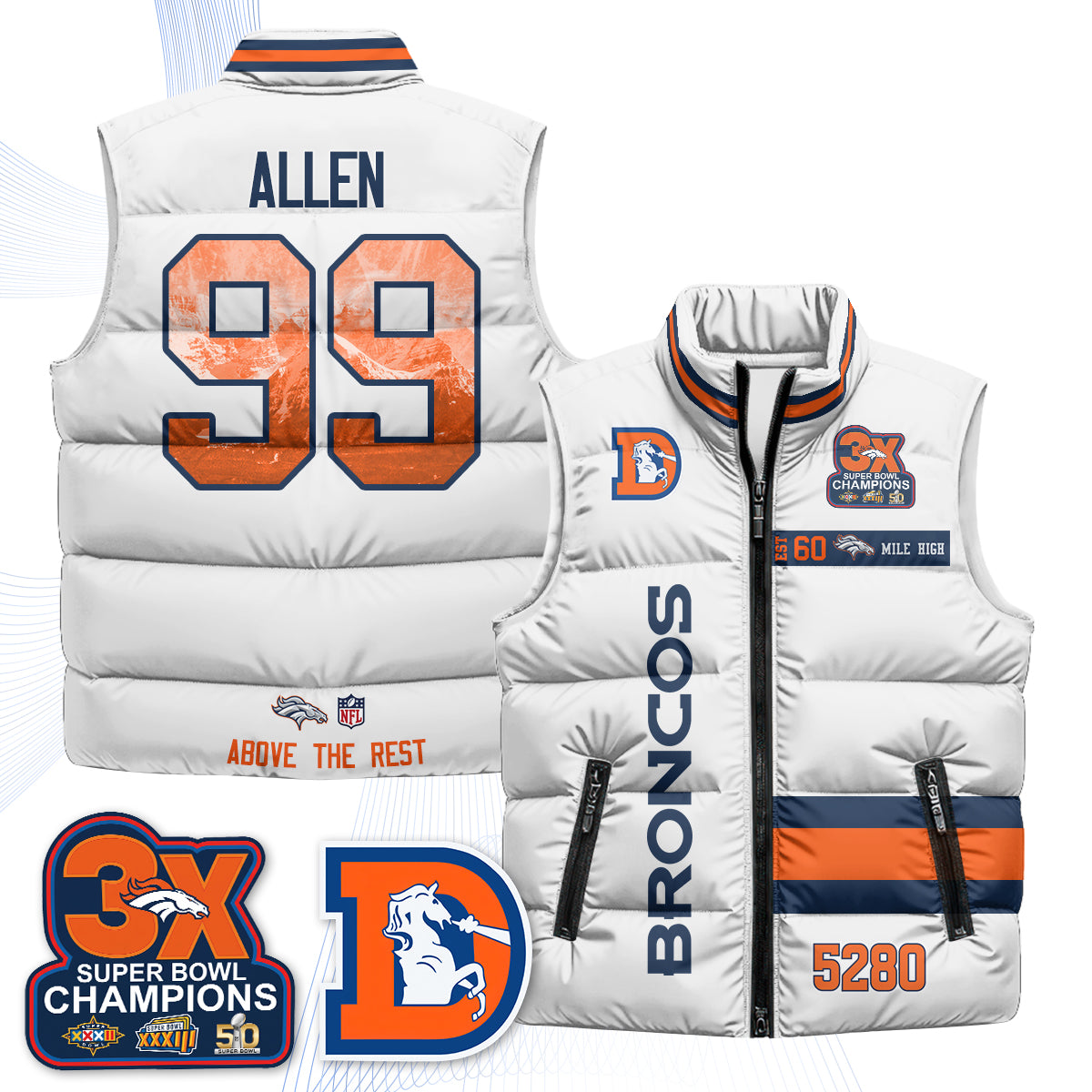 Denver Broncos "Mile High" Puffer Vest - Printed