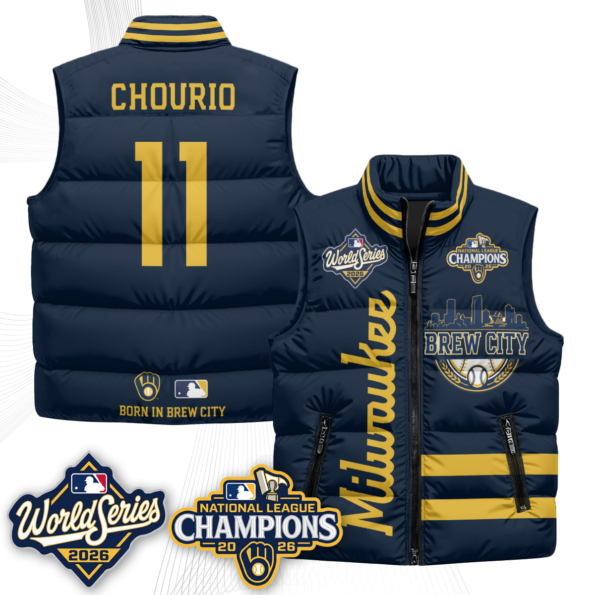 Milwaukee Brewers 2026 NL Champions Puffer Vest - Printed