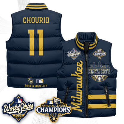 Milwaukee Brewers 2026 NL Champions Puffer Vest - Printed