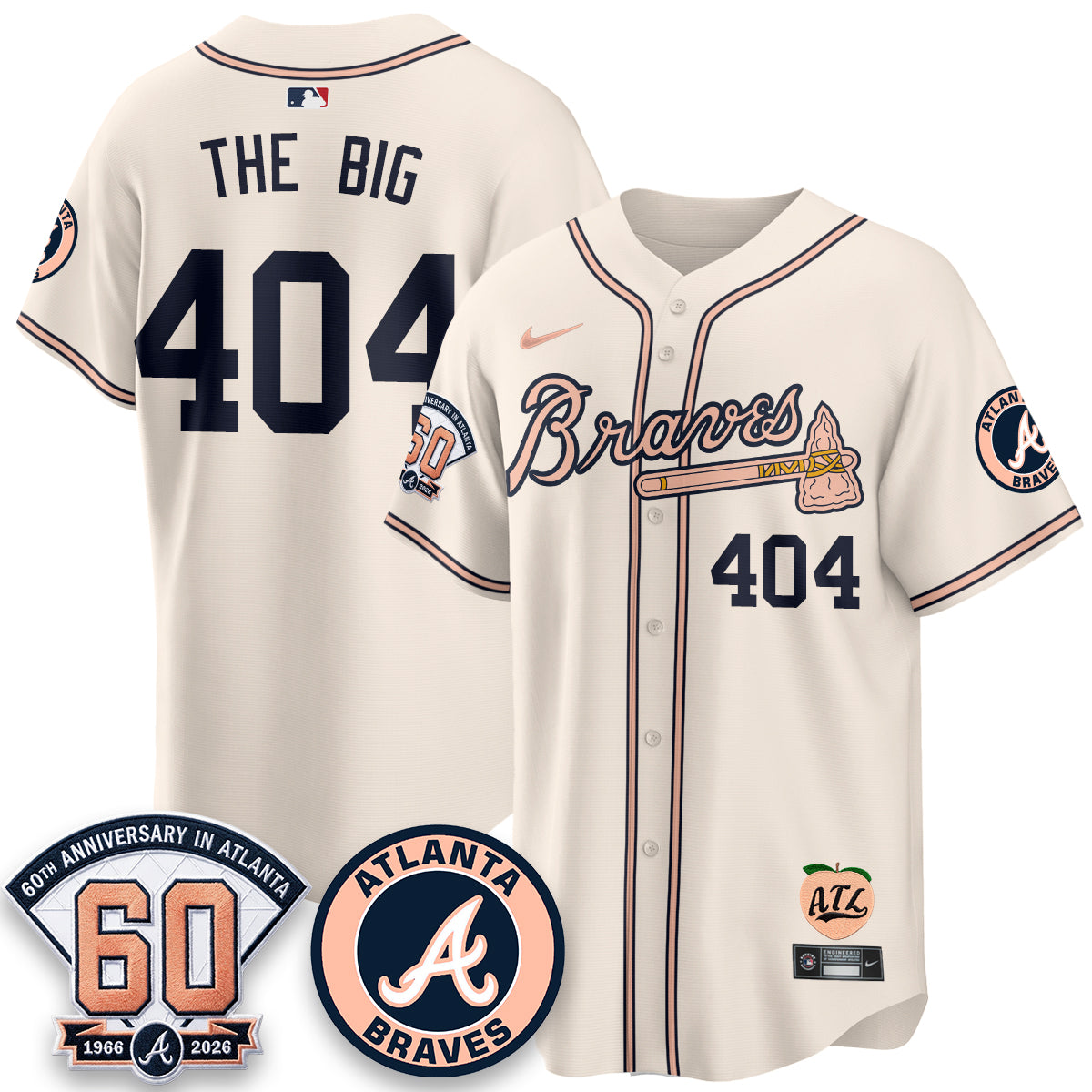 Atlanta Braves 60th Anniversary Peach Edition Vapor Premier Limited Jersey - All Stitched (1)