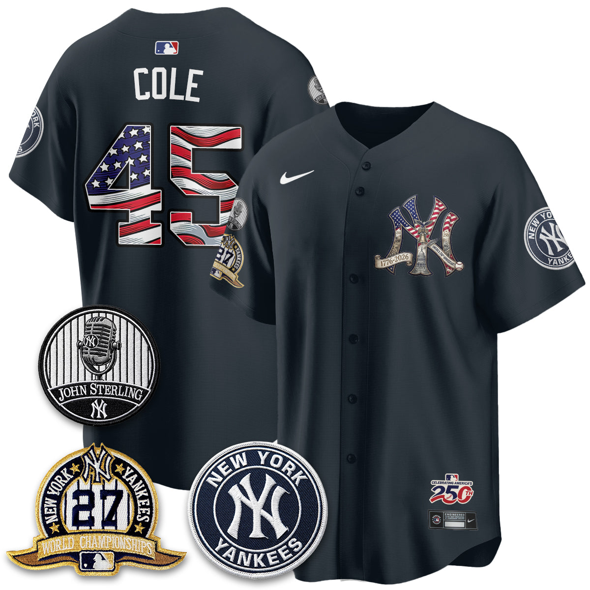 New York Yankees Independence Day USA Vapor Limited Jersey - Stitched