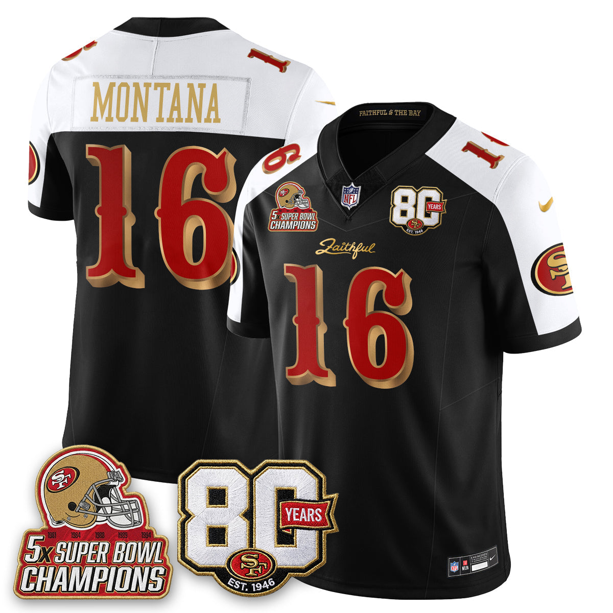 SF 80 Years & 5X Champs Rivalries Vapor Jersey - Stitched