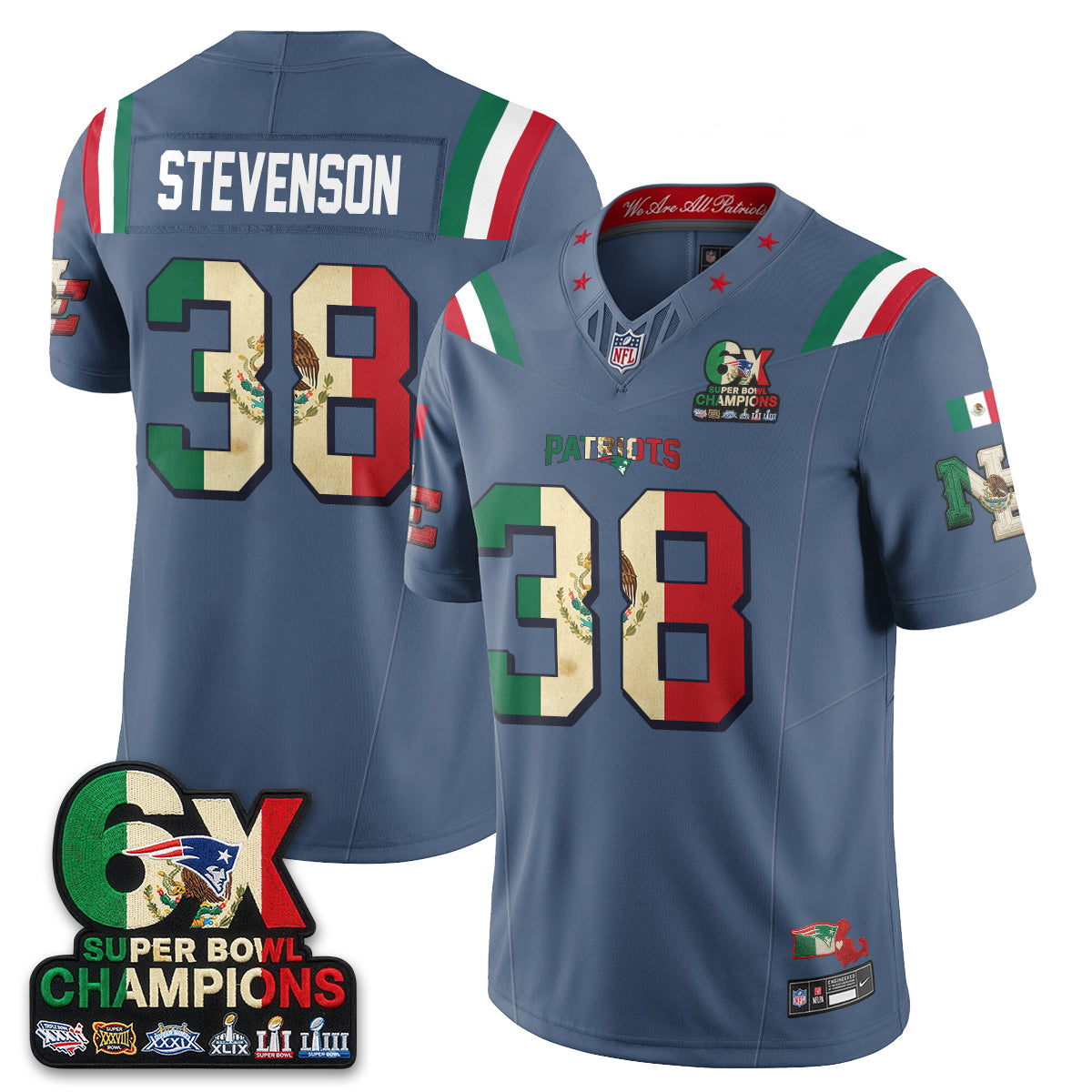 New England Patriots Mexico Edition Vapor Jersey - Stitched