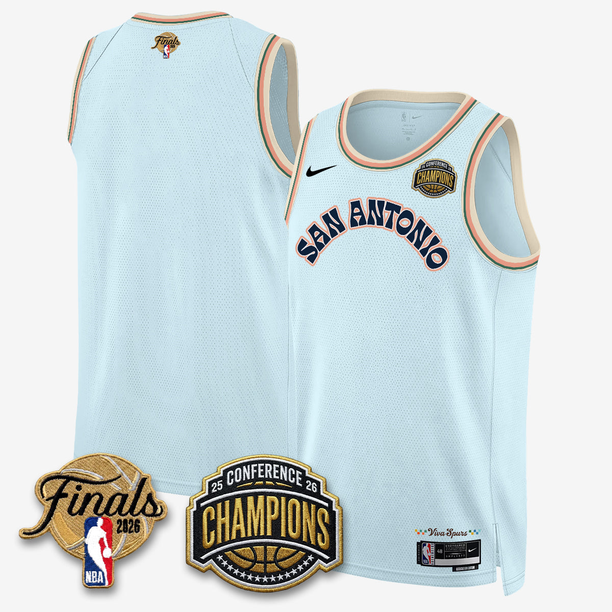 San Antonio Spurs 2026 NBA Western Conference Champions Vapor City Edition Jersey - Stitched