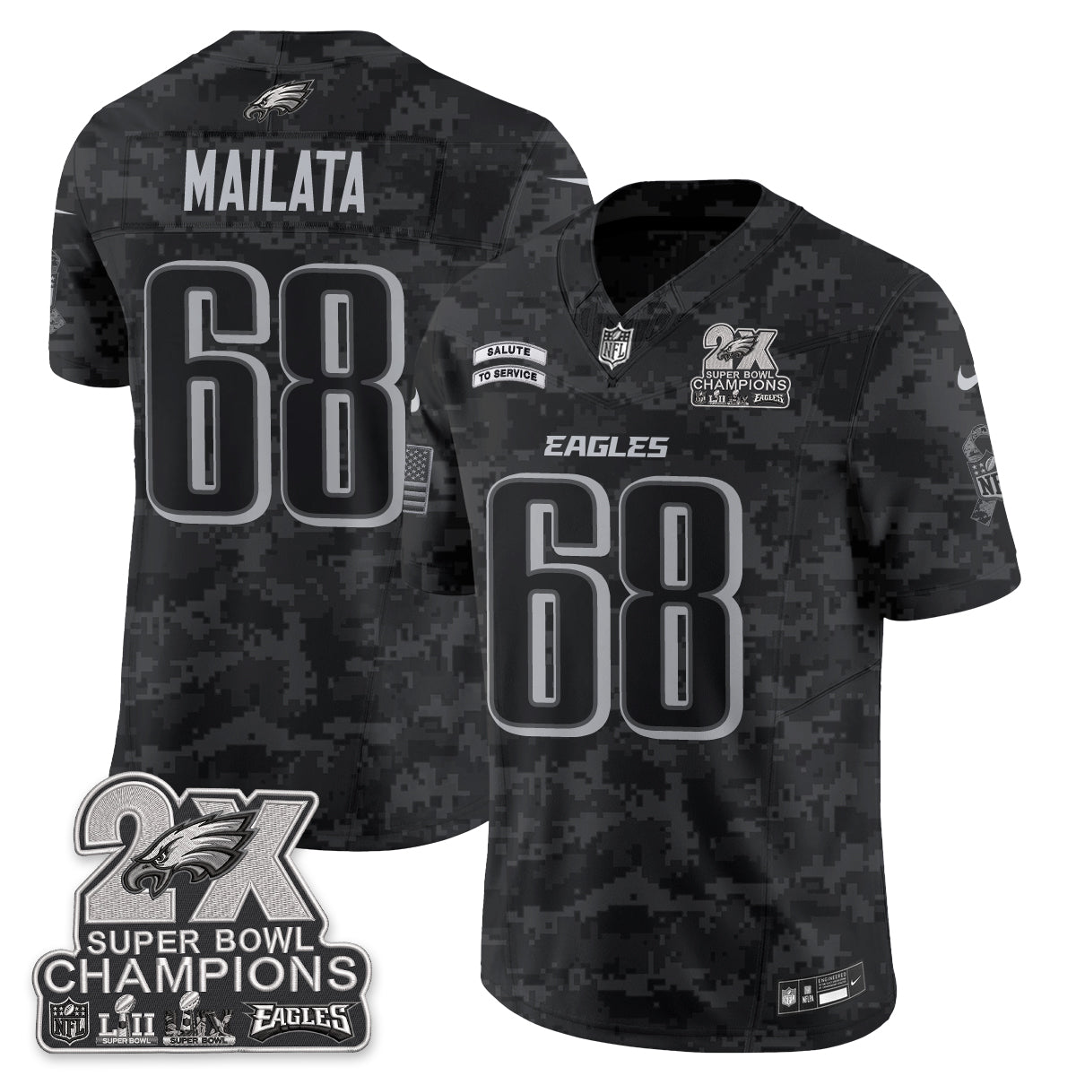 Philadelphia Eagles Salute to Service V2 Vapor Jersey - Stitched-NQD
