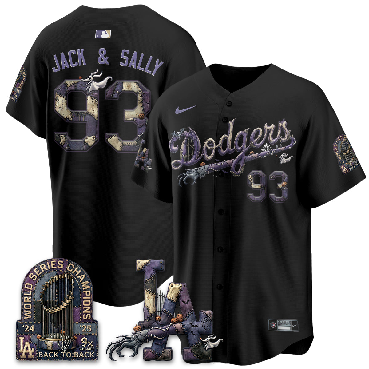 Los Angeles Dodgers Nightmare Edition Vapor Jersey - Stitched