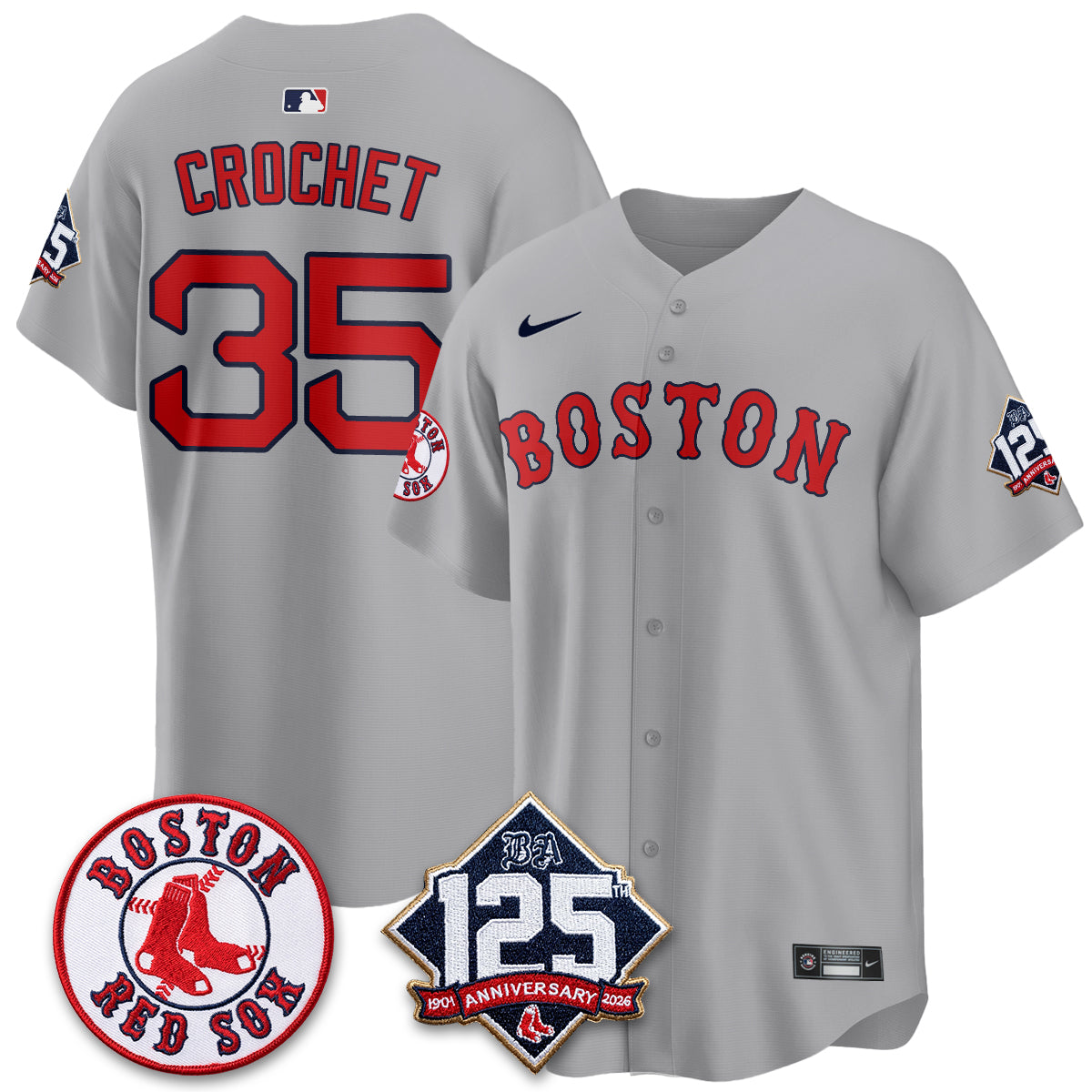 Boston Red Sox 125th Anniversary Patch Vapor Jersey - Stitched