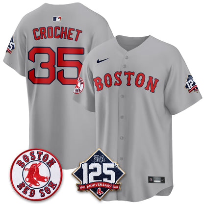 Boston Red Sox 125th Anniversary Patch Vapor Jersey - Stitched