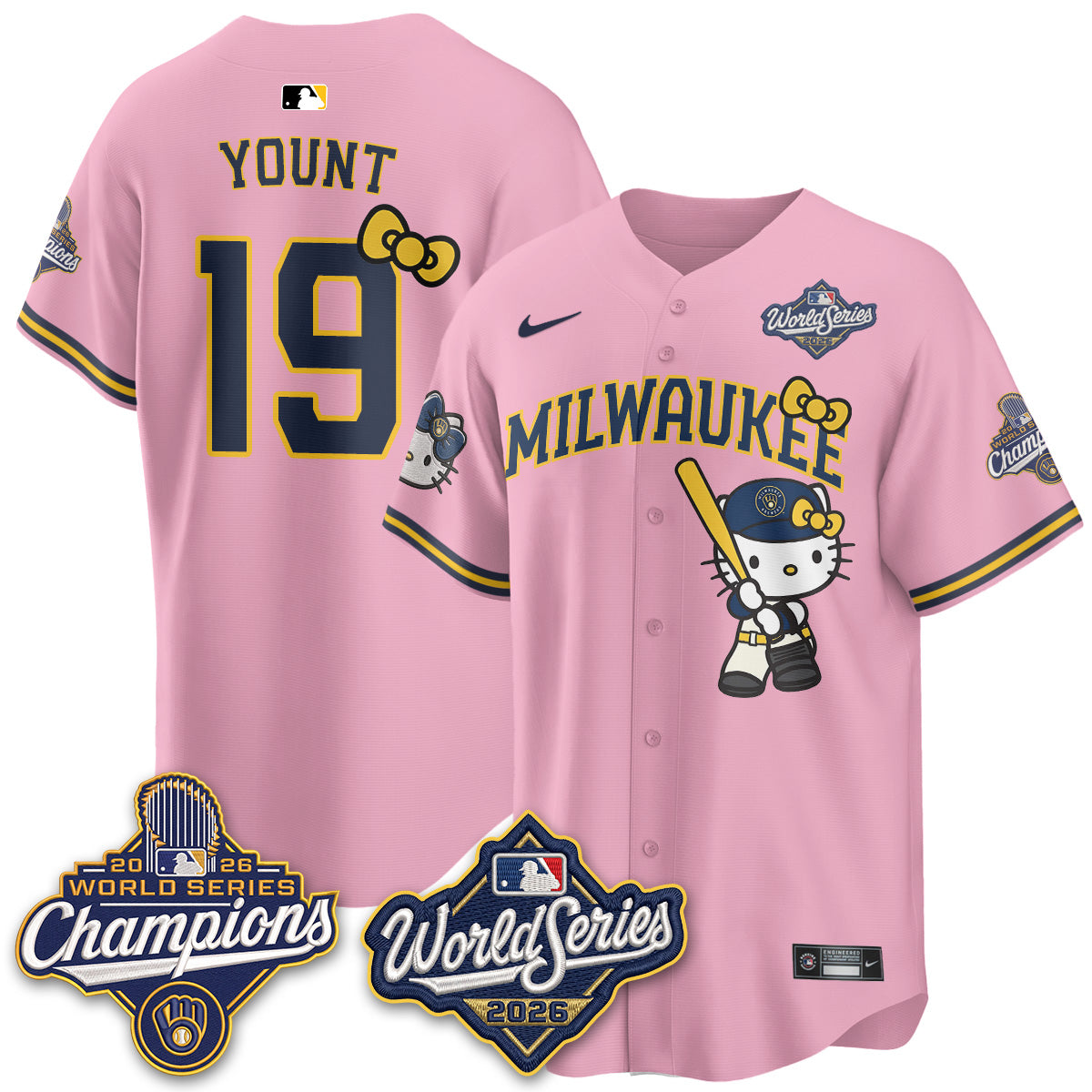 Milwaukee Brewers 2026 WS Champions x Meow KT Vapor Jersey - Stitched