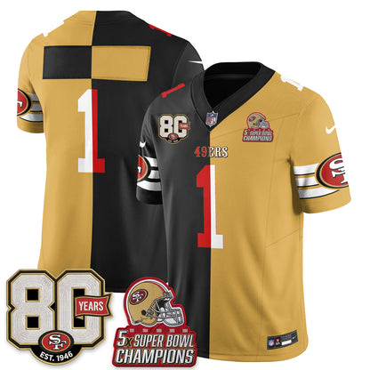 San Francisco 49ers Split Style Vapor Jersey - Stitched
