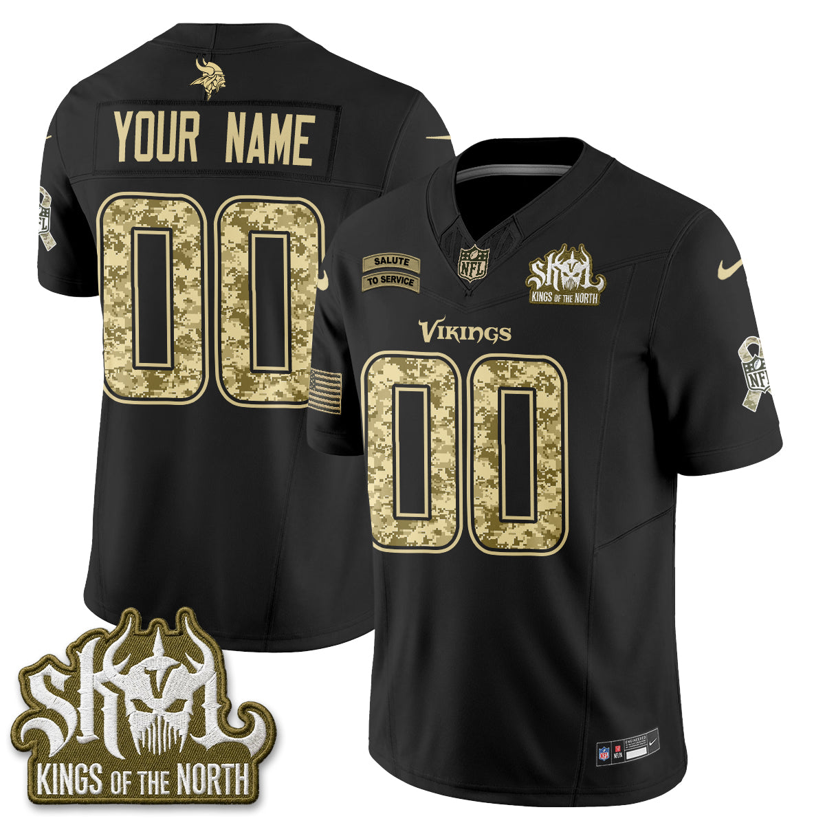 Minnesota Vikings 2026 Salute to Service V2 Vapor Custom Jersey - Stitched-NQD