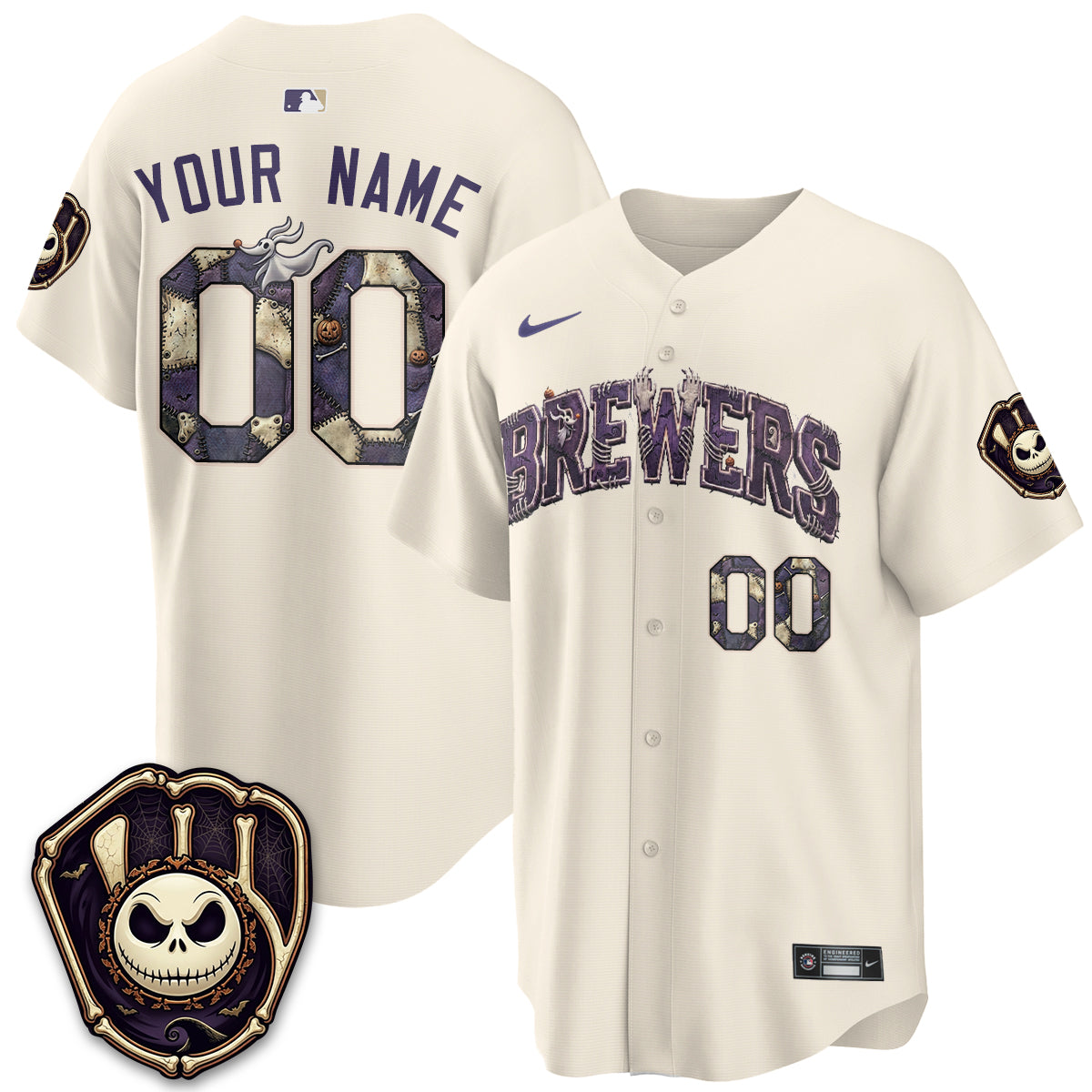 Milwaukee Brewers Nightmare Edition Vapor Custom Jersey - Printed
